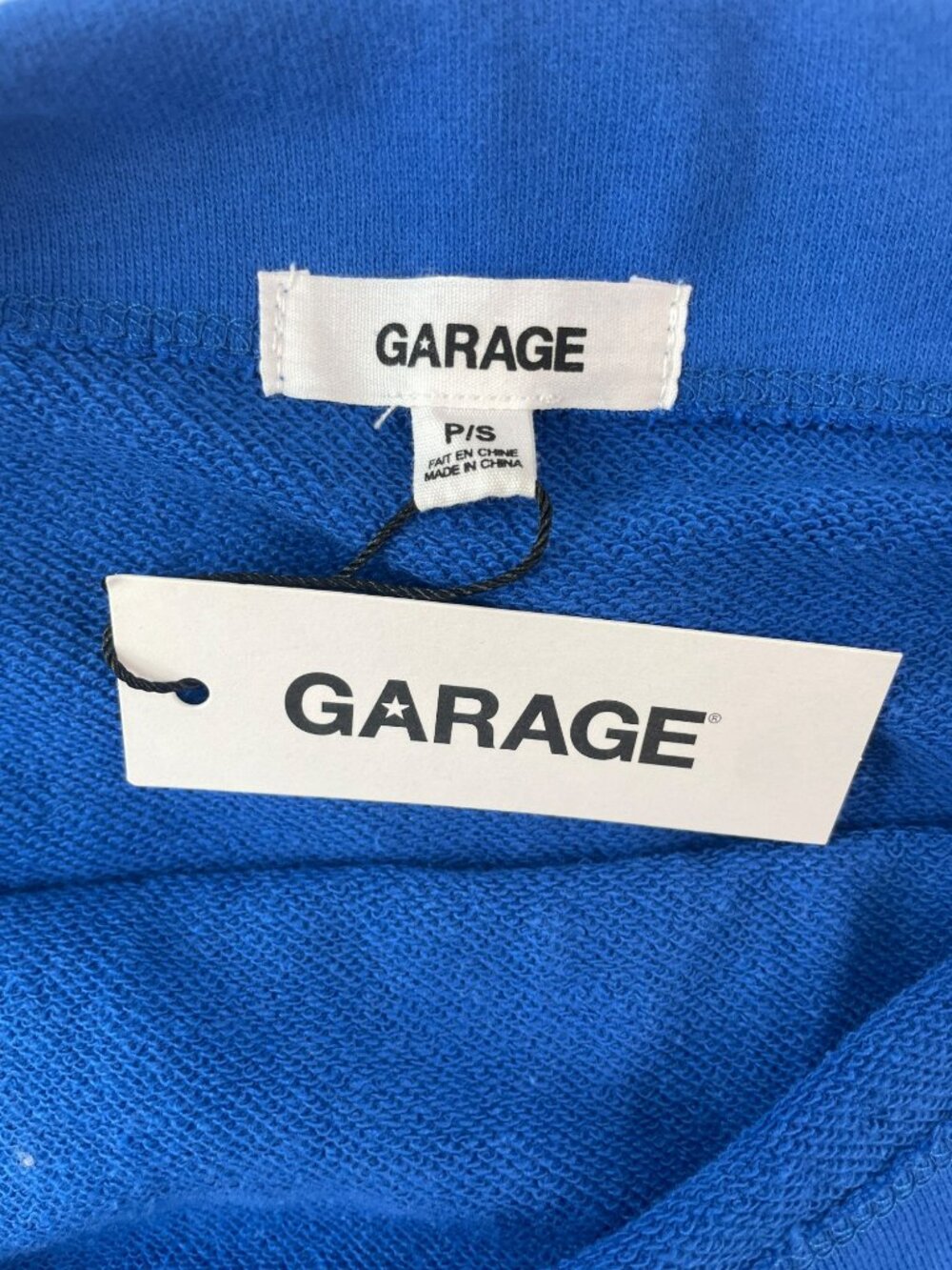 Garage Soft Terry Rib Off Shoulder Sweatshirt Electric Blue Wmn's Size S $60 NWT - Picture 7 of 7